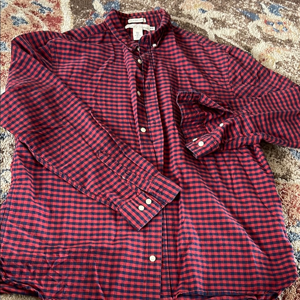 H&M Men's Red Checkered Shirt xl